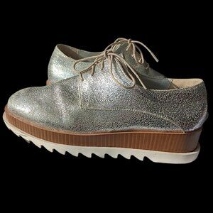 Treasure & Bond Metallic Silver Platform  Women’s 7 Oxford Shoes Chunky Sole